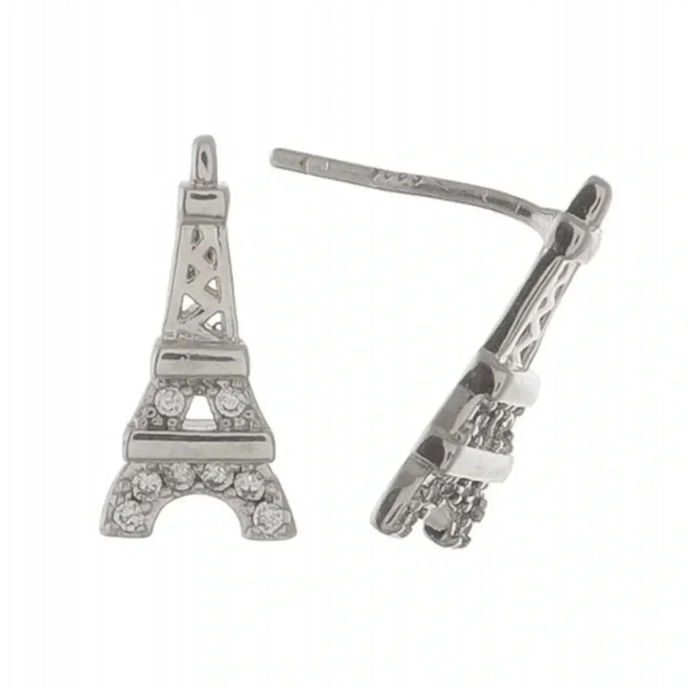 Small silver Eiffel Tower stud earrings
